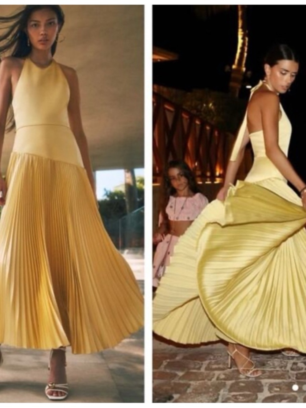 ALEXIS Saab Pleated Drop Waist Yellow Maxi Dress Size XL - Picture 3 of 10